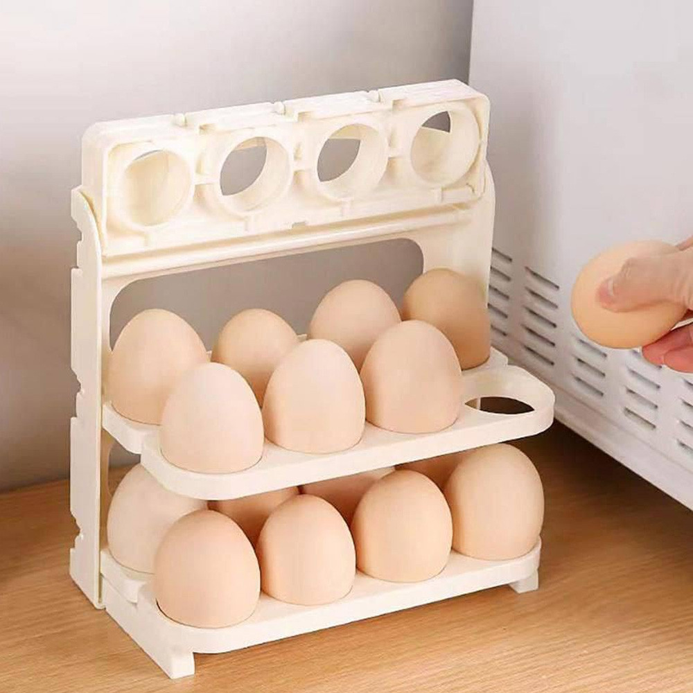 Органайзер для зберігання яєць в холодильнику, на 24 яйця, 3 яруси / Контейнер для яєць / Лоток для яєць, фото 1