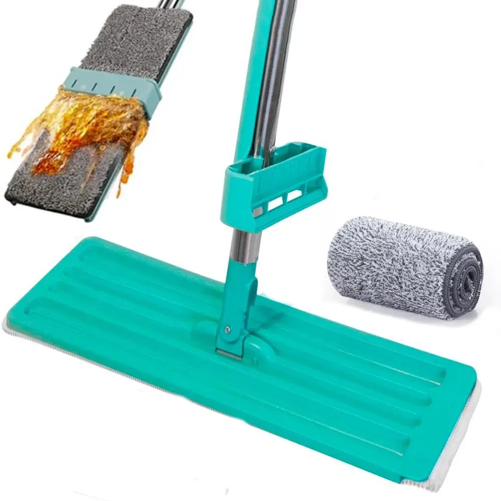 Швабра з самовіджимом 360 градусів, Spin Mop, з 2 насадками, Бірюзова / Швабра ледарка з віджимом, фото 1