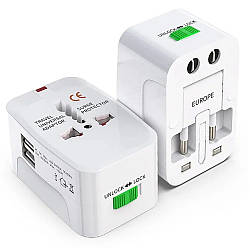 Універсальник перехідник для розеток (EU-US-UK-CN-JP-IN), з USB / Туристичний адаптер-перехідник
