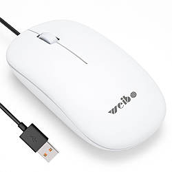 Дротова мишка комп'ютерна від USB, Weibo, Білий / Оптична мишка / Мишка для ПК / Мишка для ноутбука