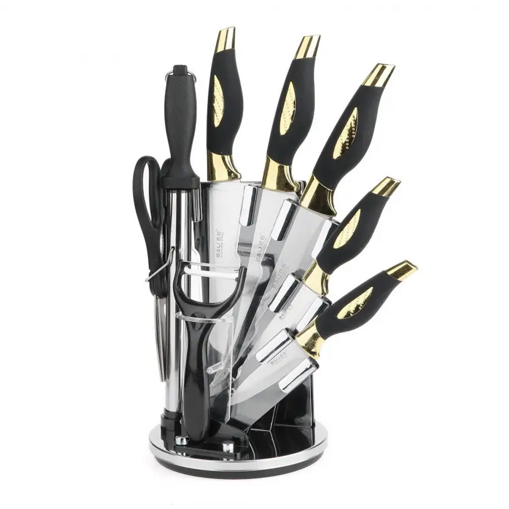 Набір кухонних ножів на підставці, 9 предметів/Набір приладів для кухні/Набір ножів/Ніжів для кухні, фото 1