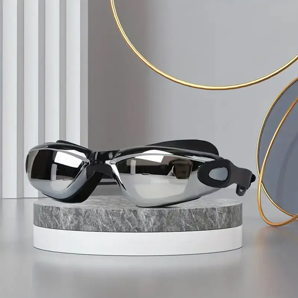 Окуляри для плавання з берушами / Дзеркальні окуляри для басейну / Протитуманні окуляри для плавання, фото 1