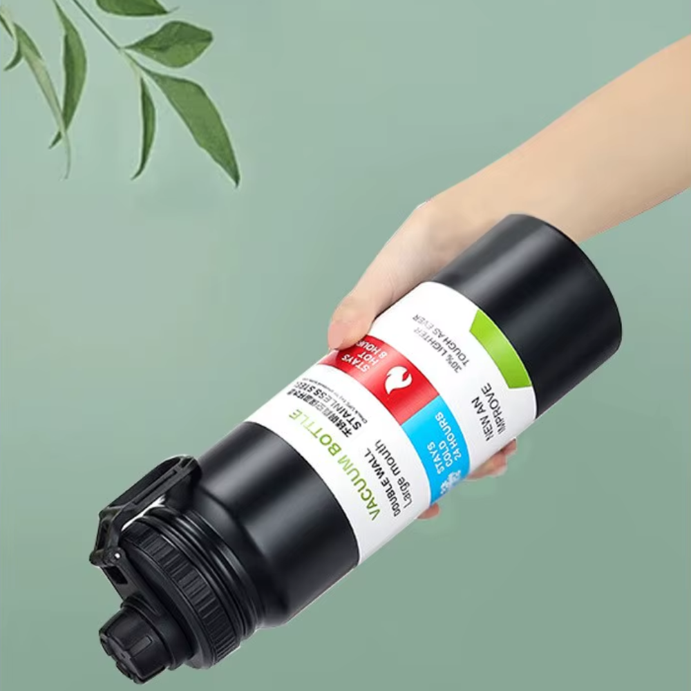 Пляшка для води, 800мл / Пляшка для води туристична / Пляшка термос, Чорний, фото 1