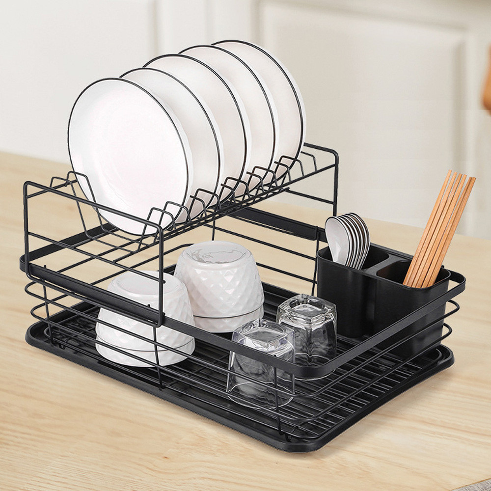 Настільна сушарка для посуду (43х31,5х21,5см), 2 яруси / Стійка для сушіння посуду / Органайзер для посуду, фото 1