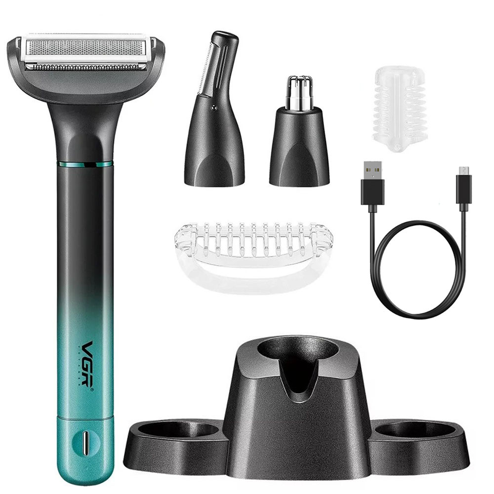 Електробритва акумуляторна з підставкою V-625 / Бездротова бритва тример / Чоловіча електрична бритва, фото 1