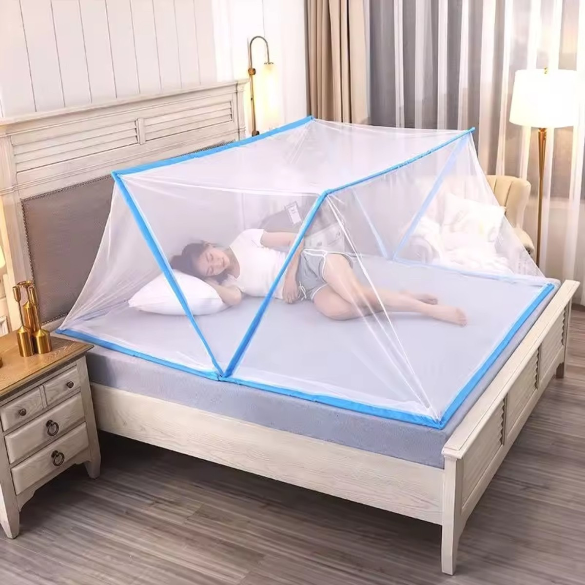 Складна москітна сітка на ліжко 190 х 160 см, Mosquito Net / Москітна сітка намет для ліжка, фото 1