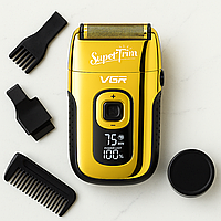 Электробритва мужская шейвер, финишная бритва для головы и бороды, с дисплеем и регулировкой скорости, профессиональная VGR