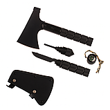 Складна багатофункціональна туристична сокира 9-в-1 з чохлом, ножем, пилкою, компасом та огнивом, фото 3