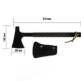 Складна багатофункціональна туристична сокира 9-в-1 з чохлом, ножем, пилкою, компасом та огнивом, фото 4