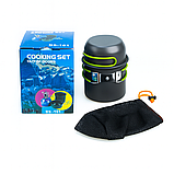 Набір похідного посуду з газовим пальником для 2–3 осіб CAMPSOR, анодований алюміній, компактний, фото 2