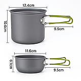 Набір похідного посуду з газовим пальником для 2–3 осіб CAMPSOR, анодований алюміній, компактний, фото 4