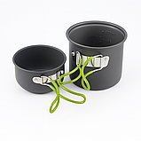 Набір похідного посуду з газовим пальником для 2–3 осіб CAMPSOR, анодований алюміній, компактний, фото 5