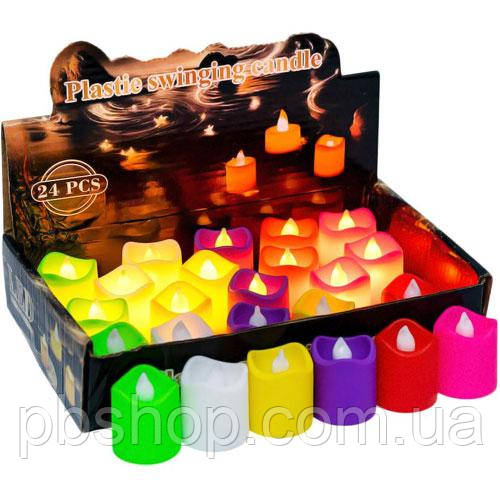 LED світильник, свічки 24шт теплий білий з полум’ям, кольорові, фото 1