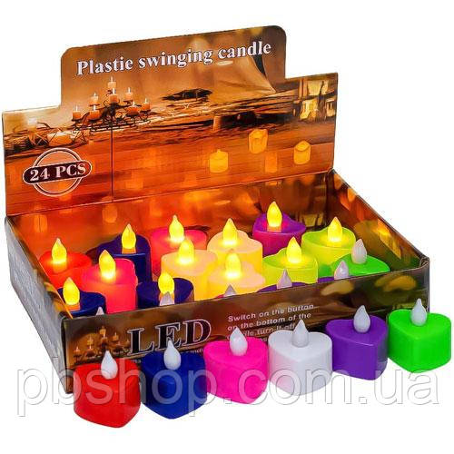 LED світильник, серце свічки 24шт теплий білий з полум’ям, кольорові, фото 1