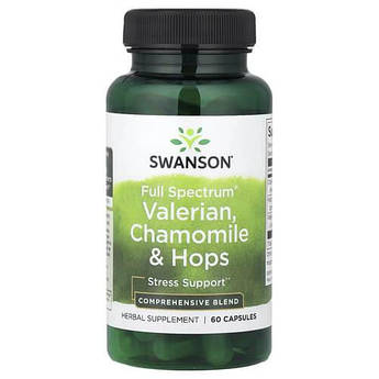 Swanson Valerian, Chamomile & Hops Full Spectrum 60 капсул