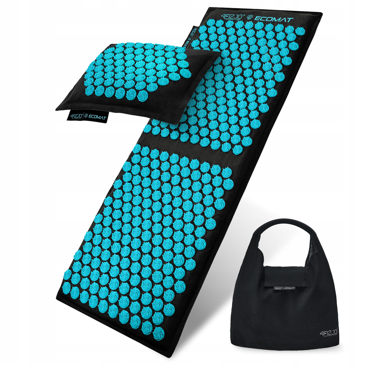 Килимок акупунктурний з подушкою 4FIZJO Eco Mat XL Аплікатор Кузнєцова 4FJ0514 Black/Blue, фото 1