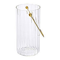 Декоративна скляна ваза для квітів із ручкою 19,5 см.