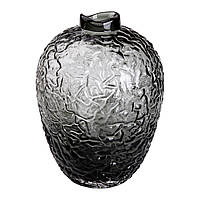 Ваза для квітів зі скла, декоративна кругла, 30 см, сіра HP-1731