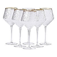 Набір фактурних келихів, 600 мл з тонкою ніжкою, комплект з 6, для вина HP-16-3