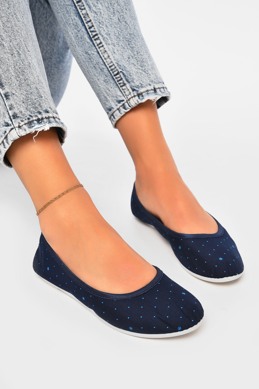 Балетки жіночі темно-синього кольору текстиль 204388T Безкоштовна доставка, фото 1