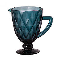 Глечик для напоїв із товстого скла 1 л гранований синій HP038BL