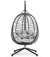 Підвісне садове крісло гойдалка (кокон / гніздо) SAN VITO з м'якою подушкою, Чорний