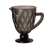 Глечик для напоїв із товстого скла 1 л гранований сірий HP038G