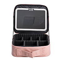 Органайзер косметичка з еко шкіри з дзеркалом та підсвічуванням 26×22×9 см HP-10-2AP