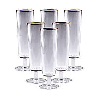 Келихи для шампанського із золотою облямівкою 6 штук по 300 мл HP82