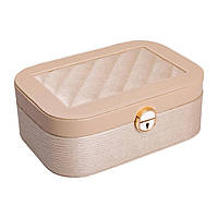 Скринька для прикрас з еко шкіри 2 яруси із замком органайзер для ювелірних виробів HP-5-1CR