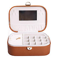 Скринька для прикрас з еко шкіри 2 яруси із замком органайзер для ювелірних виробів HP-5-1BR
