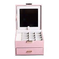 Скринька для прикрас з еко шкіри 2 яруси органайзер для ювелірних виробів HP-5-2P