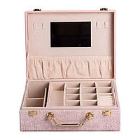 Скринька для прикрас з еко шкіри 2 яруси із дзеркалом органайзер для ювелірних виробів HP-5-15P