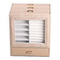 Скринька для прикрас з еко шкіри 3 яруси органайзер для ювелірних виробів HP-5-16CR