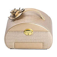 Скринька для прикрас з еко шкіри 3 яруси із замком органайзер для ювелірних виробів HP-5-21GOLD