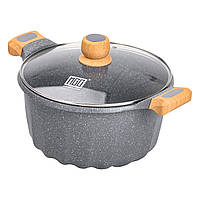 Велика алюмінієва каструля з кришкою, діаметр 28 см, з антипригарним покриттям, 8 літрів HP-4-434G