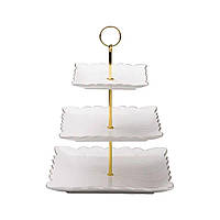 Етажерка для фруктів і десертів 3- ярусна квадратна, біла HP-7-730