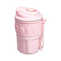 Термочашка Chiobbe з трубочкою та ремінцем 450 мл рожева HP-14-18P