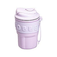 Термочашка Chiobbe з трубочкою та ремінцем 450 мл бузкова HP-14-18V