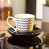 Порцелянова чашка з чорним блюдцем 200 мл RX-N24708WH, фото 3