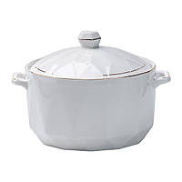 Супниця порцелянова з кришкою та ручками 1,4 л Біла HP1050