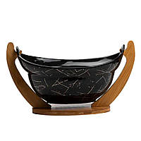 Фруктовниця керамічна 32 x 18,5 x 18 см з бамбуковою підставкою HP1237