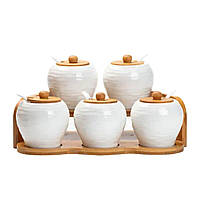 Набір банок для сипучих продуктів з 5 штук по 250 мл порцелянаовий HP1253 HP1253