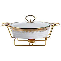 Мармітниця порцелянова 1 літр кругла, підставка з підігрівом HP1025