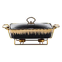 Настільний марміт для підігріву других страв 1,5-літровий квадратний порцелянаовий марміт HP1047