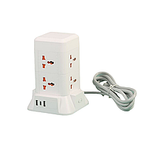 Мережевий фільтр подовжувач 4.8 м з лампою на 6 універсальних розеток з 2 USB, 1 Type-C, бездротова зарядка HP-5-3MF