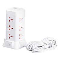 Мережевий фільтр подовжувач 4.8 м з лампою на 9 універсальних розеток з 2 USB, 1 Type-C, бездротова зарядка HP-5-7MF