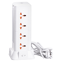 Мережевий фільтр подовжувач 2.8 м з лампою на 12 універсальних розеток з 2 USB, 1 Type-C, бездротова зарядка HP-5-9MF