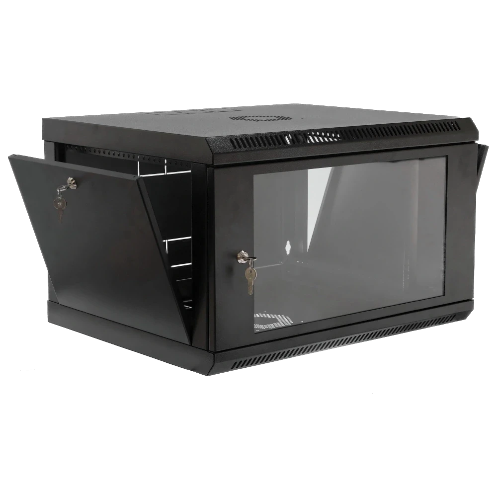 19" 6U, 600x400x373мм акрилове скло, чорна Шафа