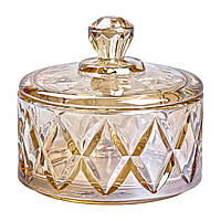 Цукерниця з кришкою Ø 10 см скляна коричнева HP-YH-21